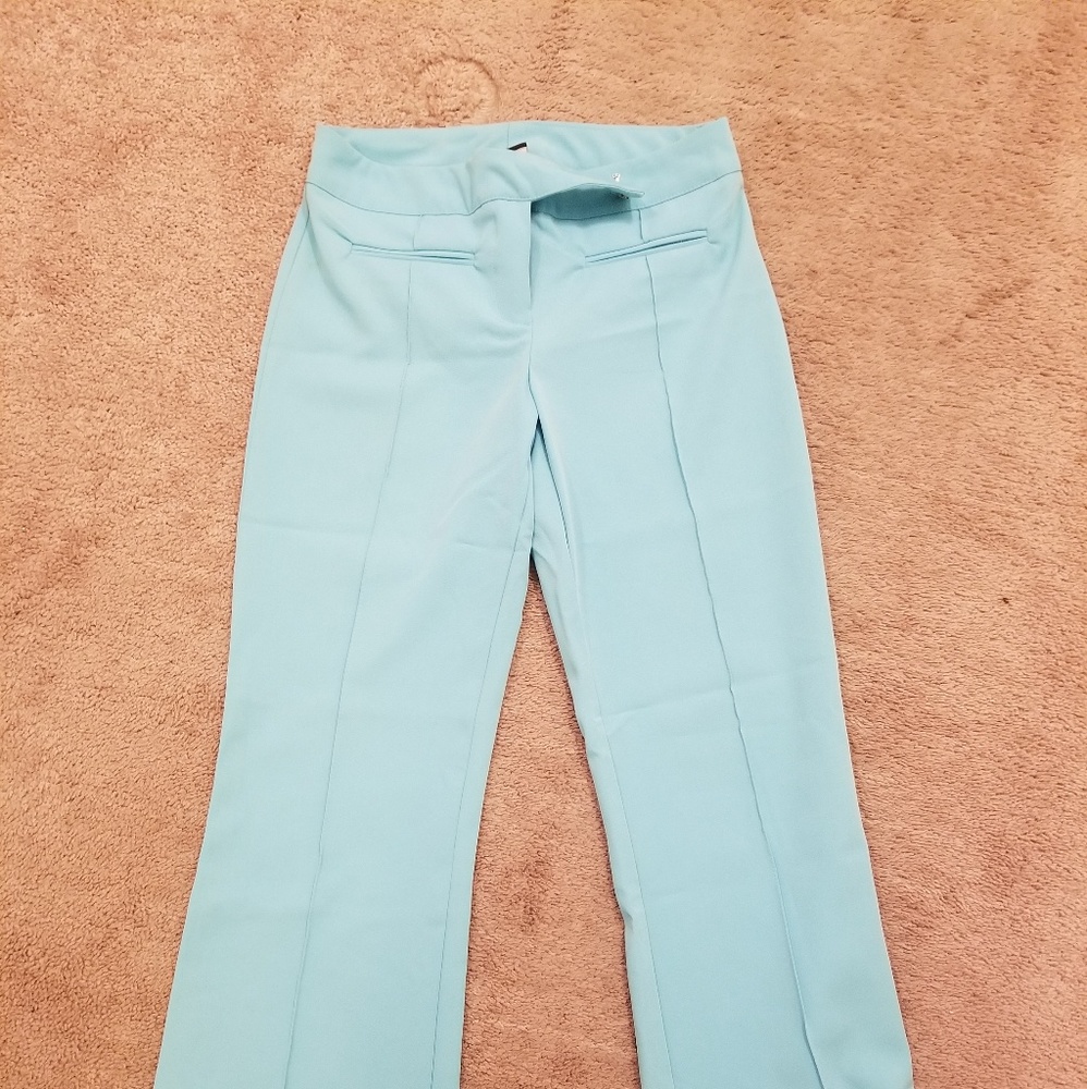 Set of 2 women's slacks, aqua & white